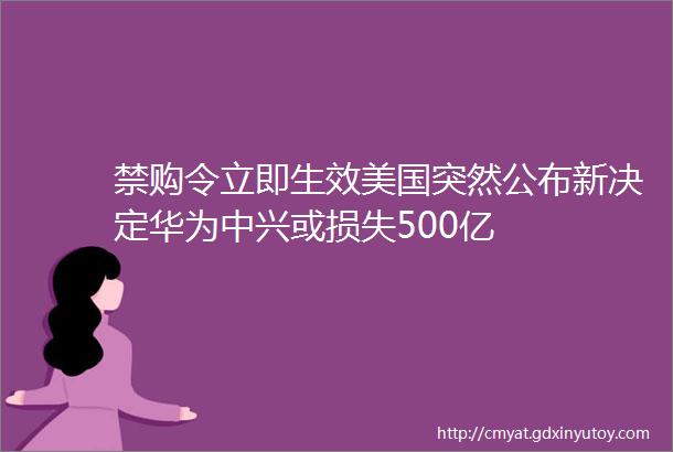 禁购令立即生效美国突然公布新决定华为中兴或损失500亿